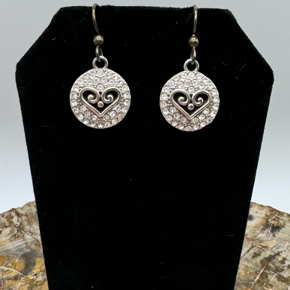 Brighton Alcazar Round Crystal Heart Earrings